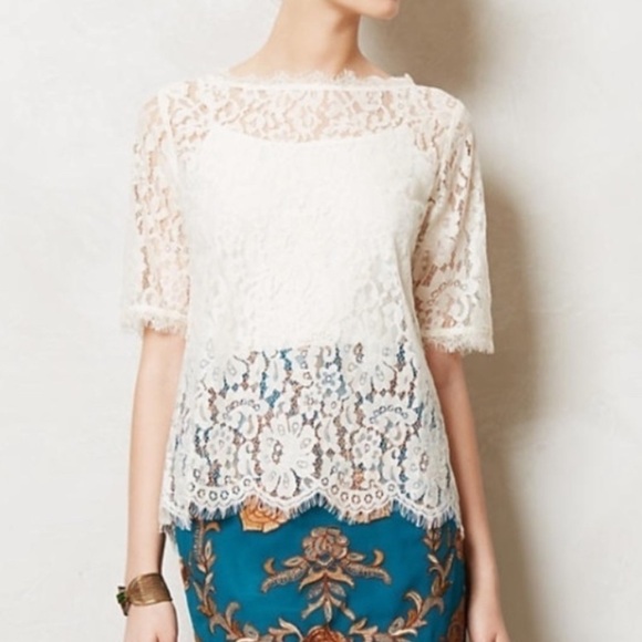 Anthropologie Vanessa Virginia Elysian Lace Top - Picture 9 of 10